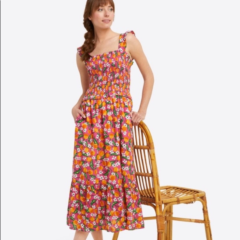 Draper James Midi Orange Blossom Taylor Dress 🍊NWT